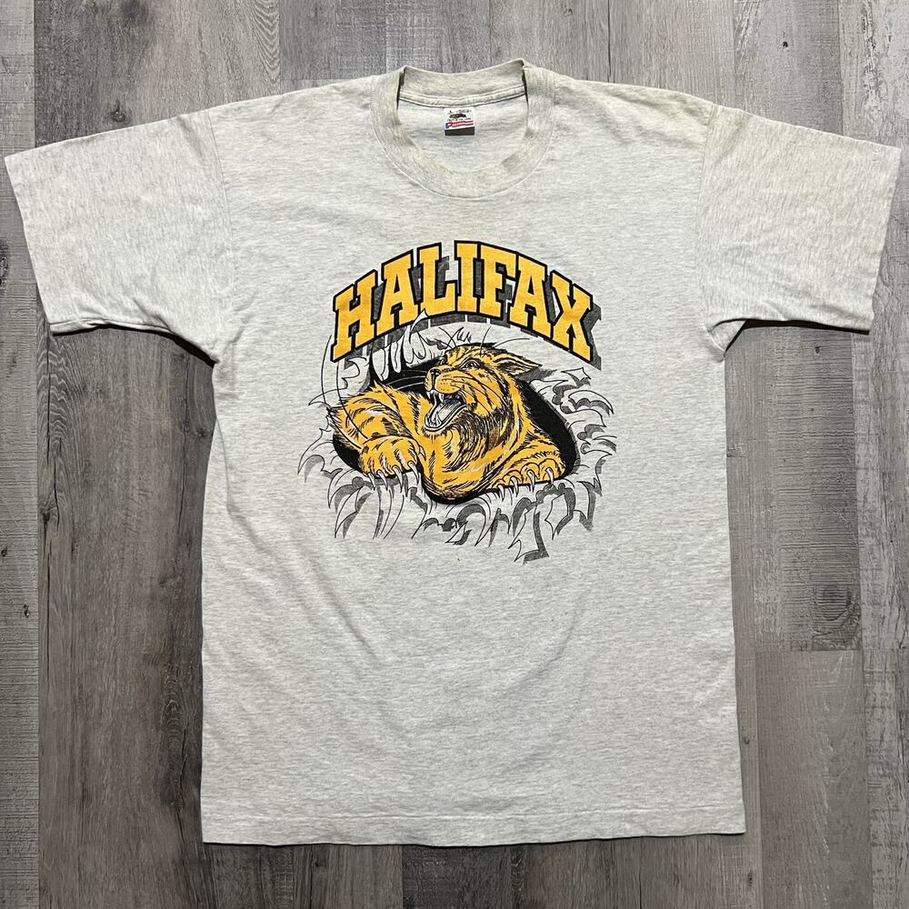 Vintage Halifax High School Break Through HS Varsity T Shirt Grey 90s Size Large
